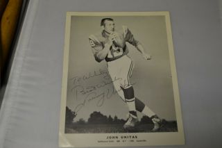 Johnny Unitas,  Autographed 8 X 10,  B/w Team Photo,  1950 
