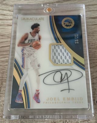 2016 - 17 Immaculate Joel Embiid 76ers Rpa Rc Patch Auto 13/21
