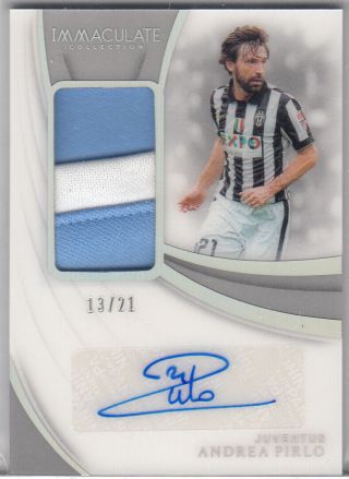2018 - 19 Panini Immaculate Andrea Pirlo Acetate Jersey Number Auto Patch 13/21