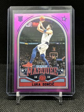 2018 - 19 Chronicles Luka Doncic Marquee Purple Rookie Rc Prizm Sp 4/49 Mavs Roy