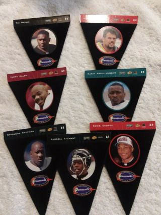 1997 Playoff Absolute Pennants Autos,  near set,  7/8: T.  Brown,  E.  George 2