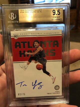 2018 - 19 Panini Encased Rookie Notable Auto /75 Trae Young Bgs 9.  510 Auto 10