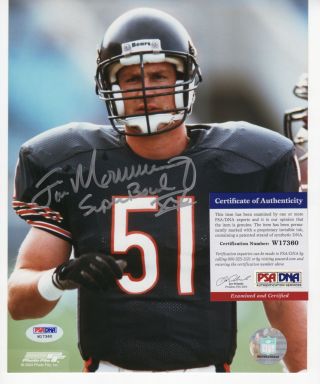 Jim Morrissey 1985 Chicago Bears Signed Autograph 8 X 10 Photo Psa Dna