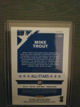 2019 Donruss Optic Mike Trout All Stars Red Prizm Refractor 21/60 Angels SSP 2