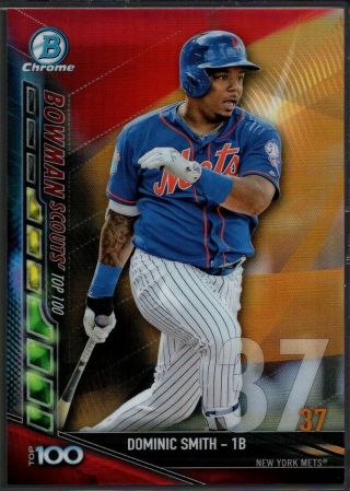 2017 Bowman Chrome Red Refractor Dominic Smith Rc Sp /5 Mets