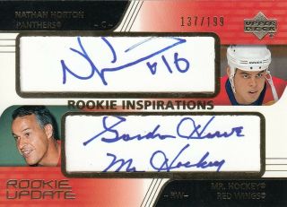 03/04 Ud Rookie Update Dual Nathan Horton Gordie Howe Auto Autograph Rc Ssp /199