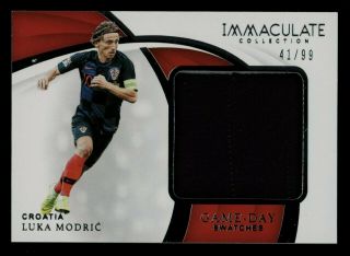 2018 - 19 Immaculate Soccer Luka Modric Match Worn Jersey 41/99 Croatia