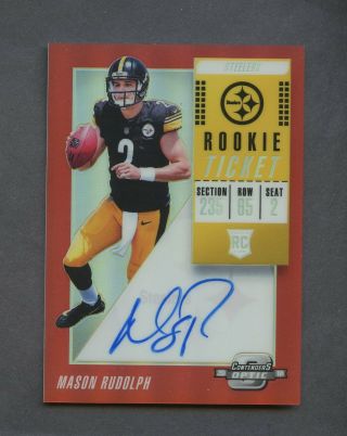 2018 Contenders Optic Rookie Ticket Red Mason Rudolph Steelers Rc Auto /199