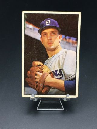 1953 Bowman Color Baseball Carl Erskine (low Grade) 12 Brooklyn Dodgers