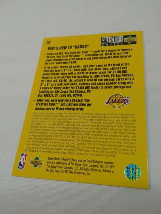 1997 C.  C.  Crash the Game C13 Nick Van Exel Autographed Los Angeles Lakers Read 2