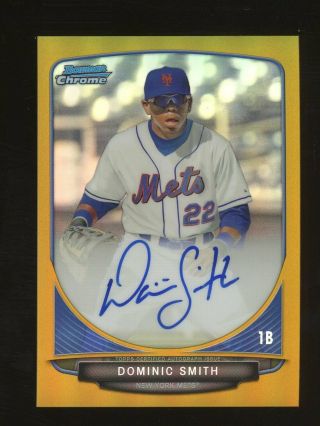 2013 Bowman Chrome Gold Refractor Dominic Smith Rc Rookie Auto 32/50 Mets