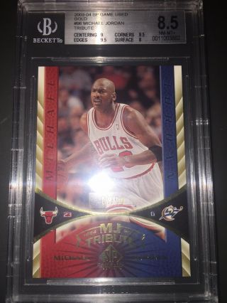 Michael Jordan 2003 Sp Tribute Gold Refractor ’d / 50 Graded Bgs 8.  5 With 9.  5