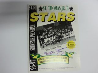Bobby Orr Hand Signed 1996 - 97 St.  Thomas Stars Jr.  B Souvenir Program