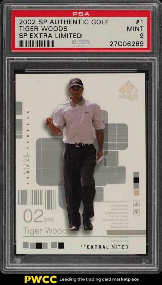 2002 Sp Authentic Golf Extra Limited Tiger Woods Rookie Rc /25 1 Psa 9 (pwcc)