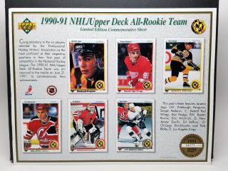 1990 - 92 Nhl Upper Deck All Rookie Team Commemorative Sheet 04,  771 Of 16,  000