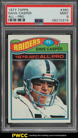 1977 Topps Football Dave Casper All - Pro,  Rookie Rc 380 Psa 9 (pwcc)