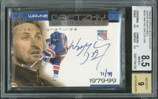 Wayne Gretzky 1999 - 00 Ud Ovation Signatures Silver /99 Bgs 8.  5 9 Auto Grad