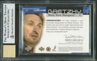 Wayne Gretzky 1999 - 00 UD Ovation Signatures Silver /99 BGS 8.  5 9 Auto Grad 2