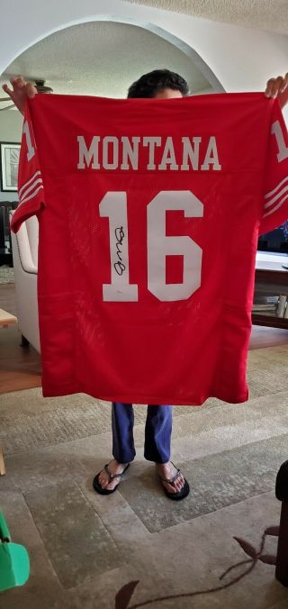Joe Montana Autographed Signed 49ers Custom Red Jersey Jsa Authenticated