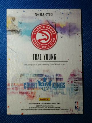 Trae Young 2018 - 19 Panini Court Kings Heir Apparent Autograph Auto RC /199 2