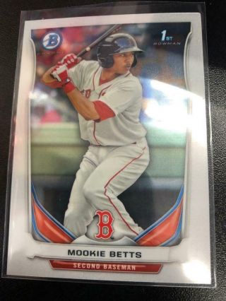 Mookie Betts 2014 Bowman Chrome Rookie Card Rc Bcp109 Red Sox (dinged) Tat4