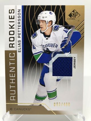 Elias Pettersson Rc 2018 - 19 Ud Sp Game Authentic Rookies Jersey 082/499