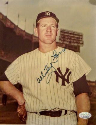 Whitey Ford York Yankees Vintage Signed 8x10 Photo Jsa Certified Hof