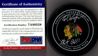 Psa/dna Eddie Belfour Hof 2011 Autographed - Signed Blackhawks Game Puck Ed A80529