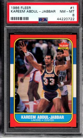 1986 Fleer Kareem Abdul - Jabbar Lakers Hof Psa 8