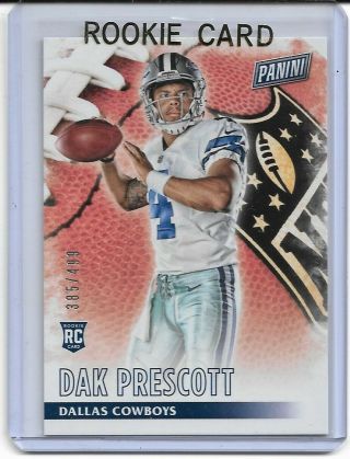 Dak Prescott 2016 Panini Black Friday Rc Rookie /499 Cowboys