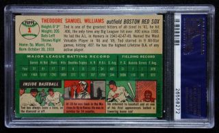 1954 Topps 1 Ted Williams,  PSA 4 (VG - EX) 2