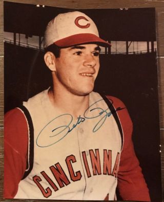 Pete Rose Cincinnati Reds Signed Autographed Rookie 8x10 Photo