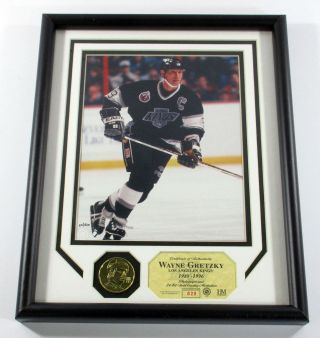 Wayne Gretzky Framed Display Photo 24kt Gold Coin Highland /500 Df025377