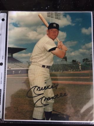 Mickey Mantle York Yankees Hof Signed 8x10 Photo Auto Autograph