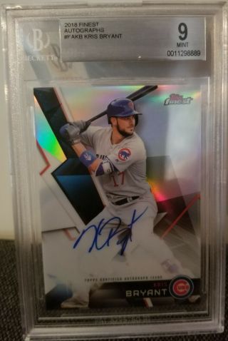 Kris Bryant 2018 Topps Finest Auto Chicago Cubs Fakb Bgs 9