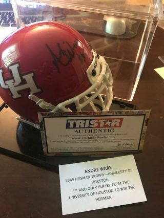 Andrew Ware Signed University Of Houston Mini Helmet Tristar Hologram W/case