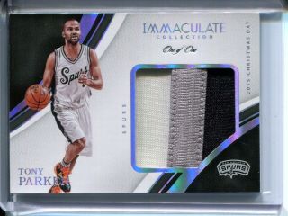 Tony Parker 2016 - 17 Panini Immaculate 1/1 Game Worn Logo Patch Jersey Spurs