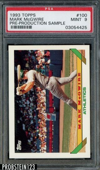1993 Topps Pre - Production Sample 100 Mark Mcgwire Oakland A 