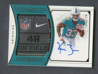 2018 National Treasures Kalen Ballage Rpa Rc Nfl Shield Nike Tag Patch Auto 1/1
