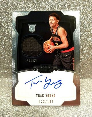 2018 - 19 Panini Dominion Trae Young Rookie Patch Autograph 18/19 On Card Auto Rc