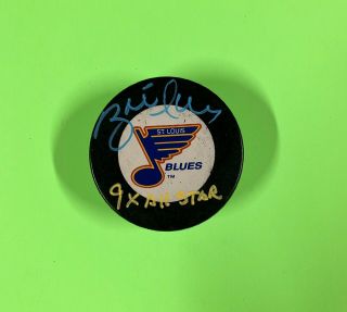 Brett Hull Signed Vintage ‘90s St.  Louis Blues Hockey Puck Nhl W/ A.  S.  Insc.