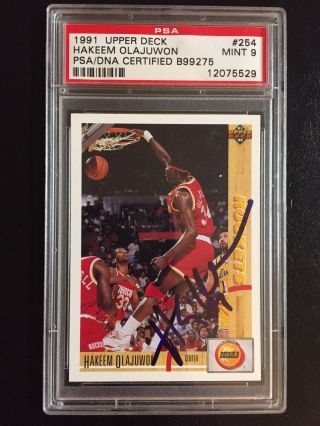 1991 - 92 Upper Deck Hakeem Olajuwon Autograph Psadna Signed Houston Rockets Psa