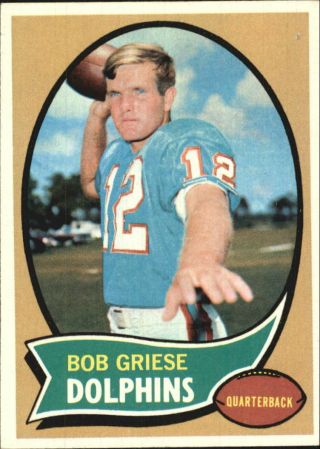 1970 Topps Football Card 10 Bob Griese - Ex - Mt