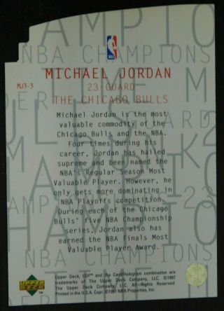 MICHAEL JORDAN - 1997 Upper Deck UD3 MJ3 - 3 Die - Cut Basketball Card 2