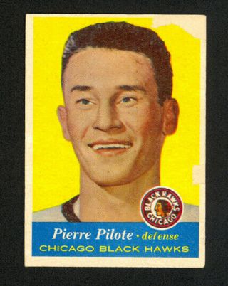 1957 - 58 Topps Pierre Pilote 22 - Rc - Chicago Blackhawks - Vg - Ex
