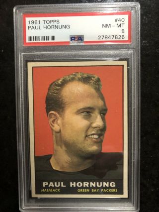 1961 Topps Paul Hornung Packers Psa 8 Sharp