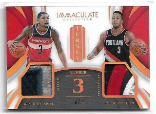 2018 Immaculate Bradley Beal C.  J.  Mccollum Sp Jersey Number Dual Patch Card 2/3