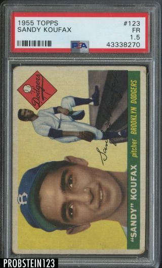 1955 Topps 123 Sandy Koufax Brooklyn Dodgers Hof Psa 1.  5 Fair