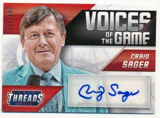 Craig Sager 2014/15 Panini Threads Voices Of The Game Autograph Sp Auto 335/499