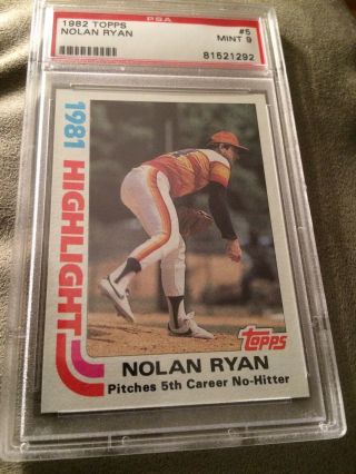 1982 Topps Nolan Ryan " 1981 Highlights " Baseball Card 5 Houston Astros Psa 9